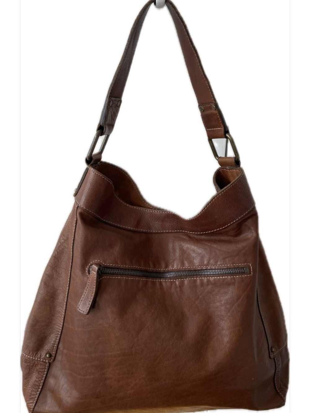 Banana Republic Brown Leather Hobo with Buckle Pocket Details - Picture 3 of 8